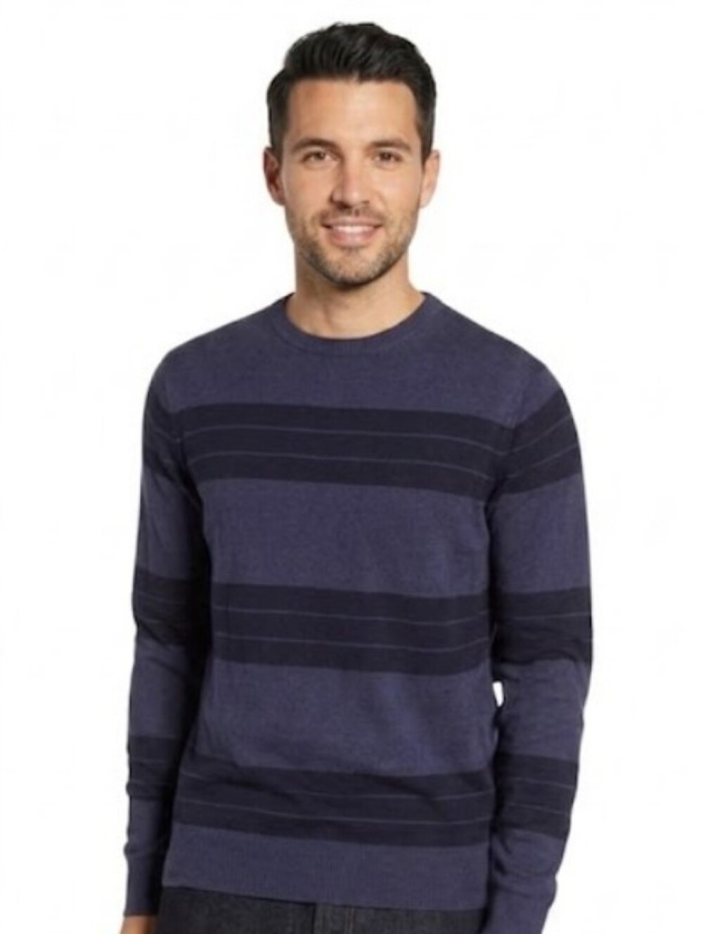 Nordstrom Striped Navy Crewneck Cotton Cashmere Sweater Size Medium